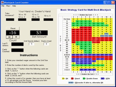 Blackjack Card Counting Software Example