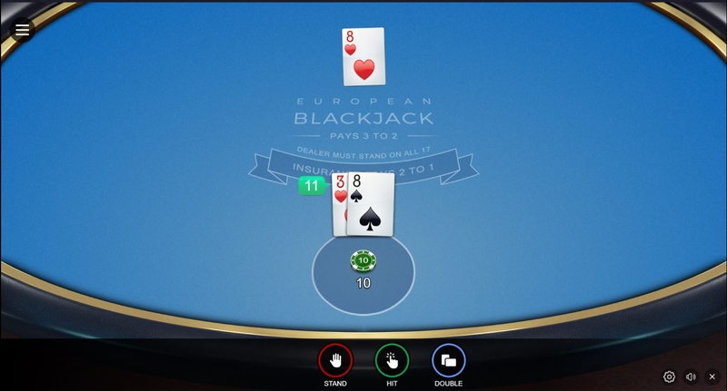 Blackjack Hand of 11 Double